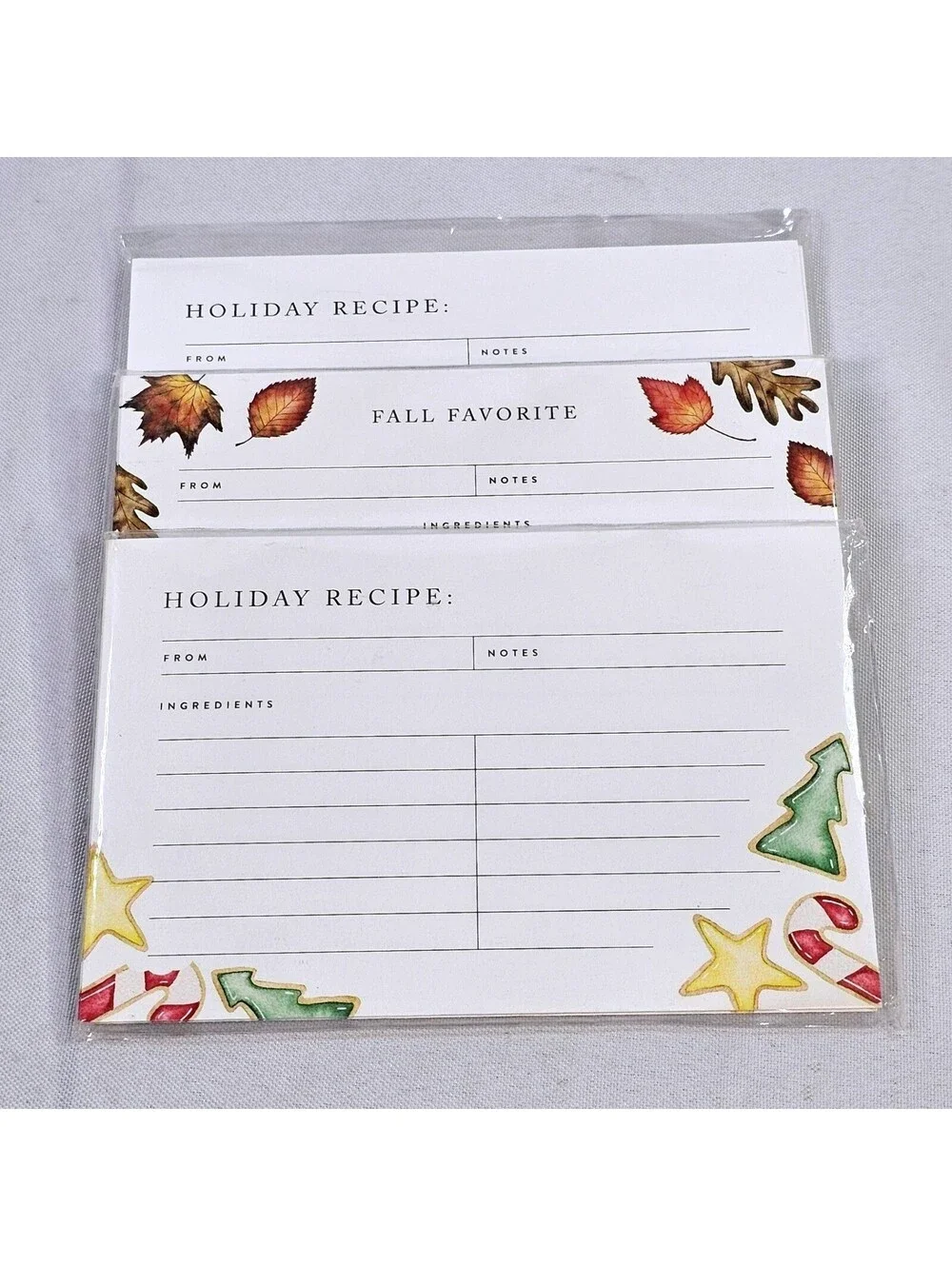 Pip & Cricket Recipe Cards Set 3 Packs Fall Autumn Holiday Christmas 4x6 New